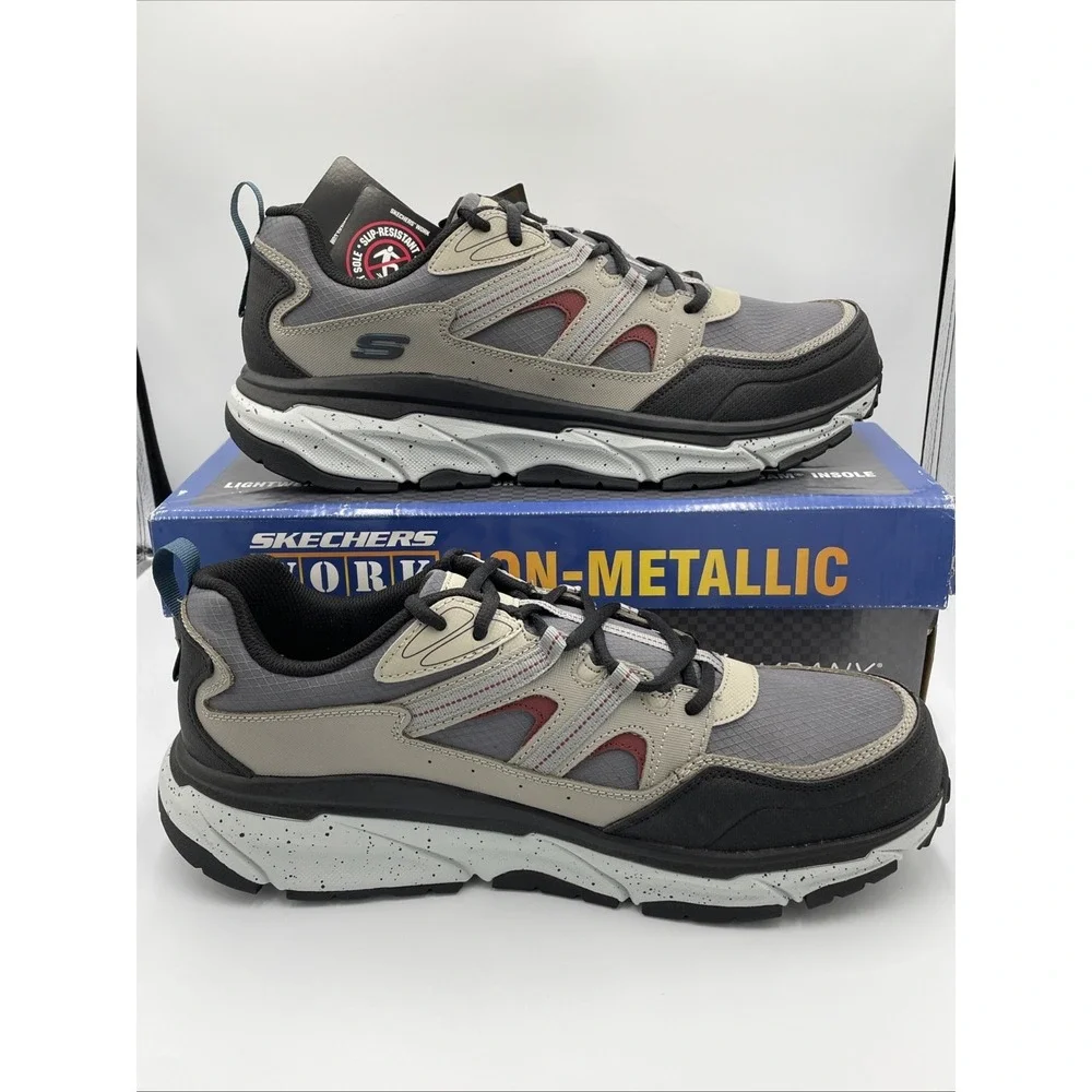 Skechers D'Lux Journey SR Work Shoes Mens Sz 14 Natural Sneakers Carbon Nano-Toe